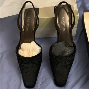 Ann Taylor Beaded Black mini heels